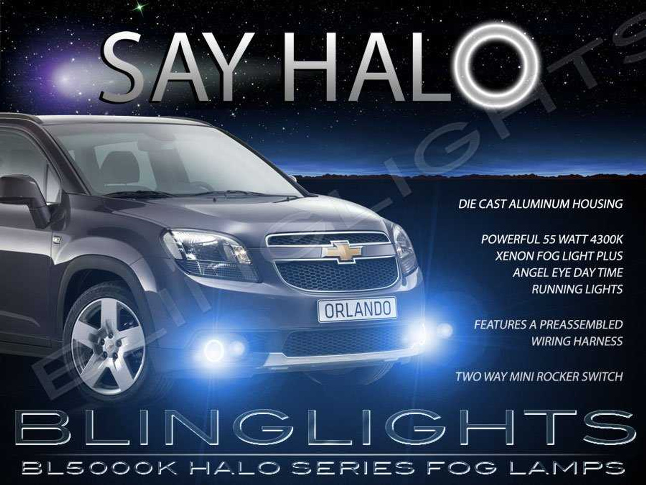 Angel Eye Halo Fog Lights Lamps for 2011-2018 Chevrolet Orlando