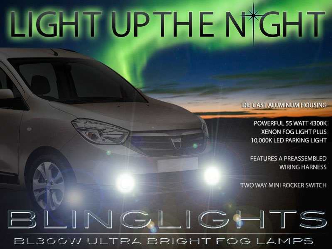 Dacia Lodgy Xenon Fog Lamp Driving Light Kit LED Foglights