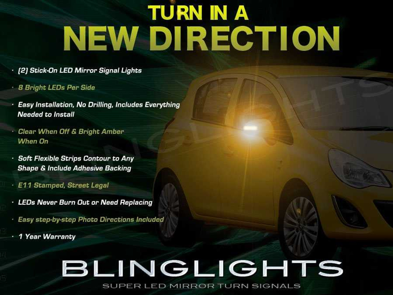 Vauxhall Meriva LED Side Mirrors Turnsignals Lights Mirror Turn Signals Lamps Signalers Accents