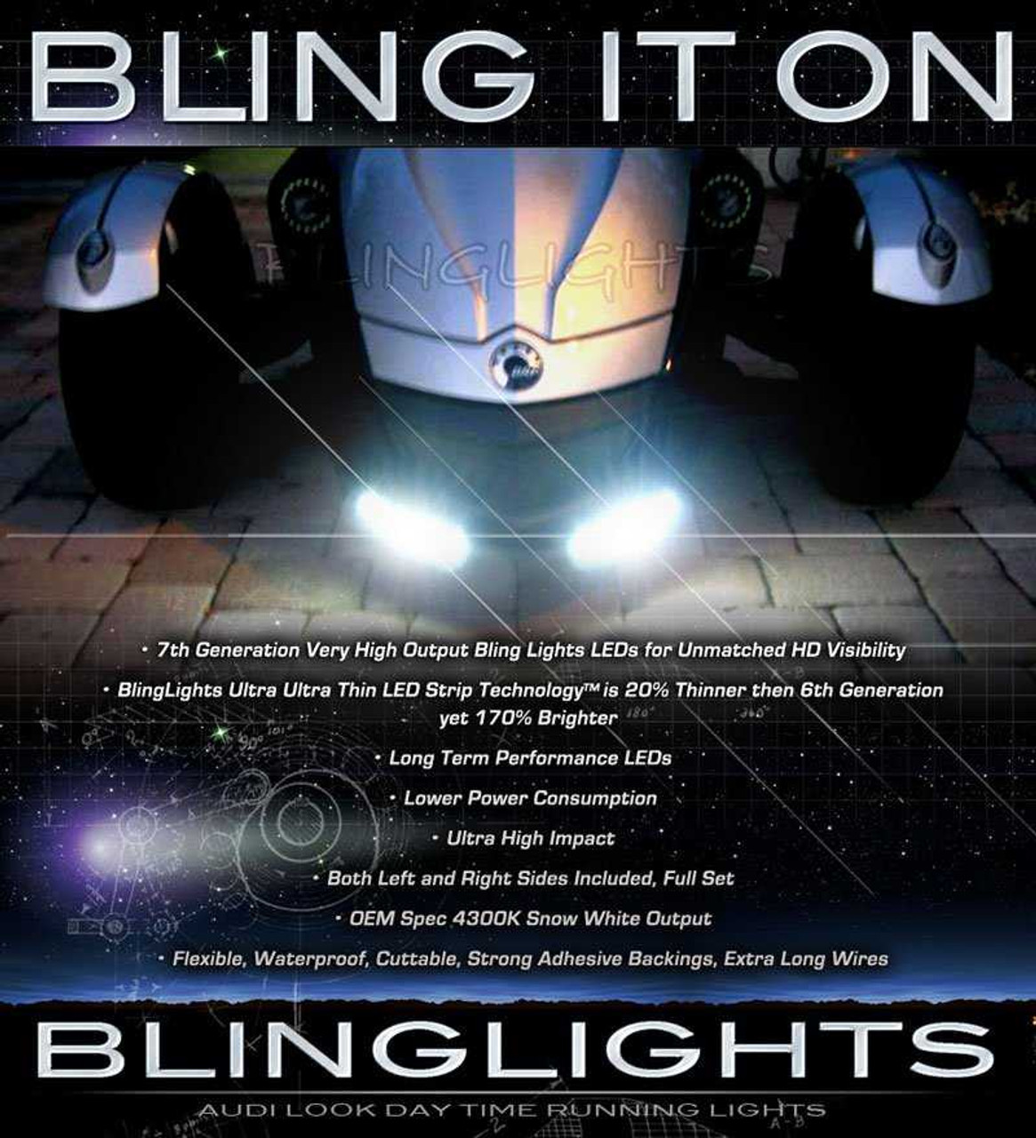 Can-Am Spyder Roadster LED DRL Head Lamps Strips Lights Kit