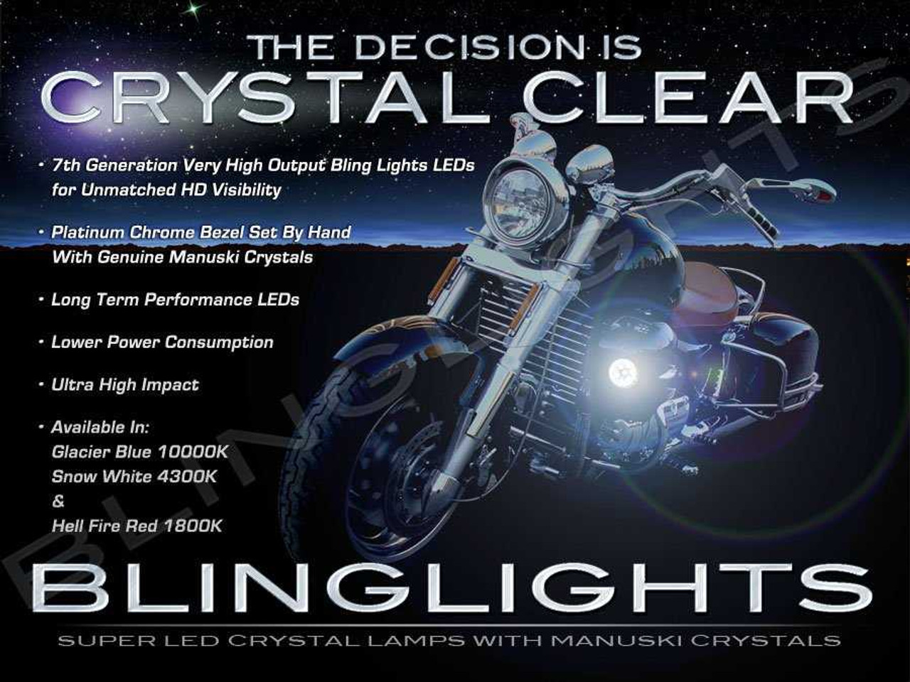 BlingLights Brand LED Fog Lamp Driving Lights for 2001-2010 Honda Gold Wing GL1800
