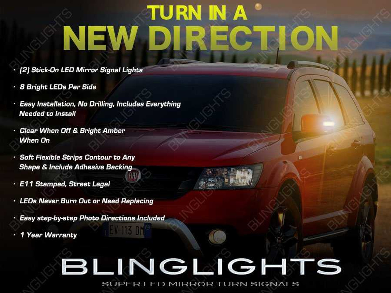 Fiat Freemont LED Mirror Turnsignals Side View Blinker Lights Set