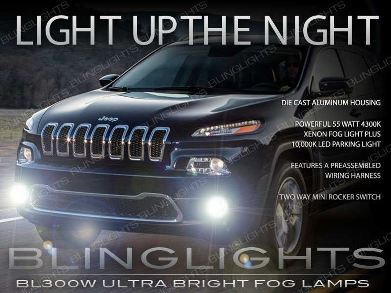 2014-2018 Jeep Cherokee Xenon Fog Lamps Driving Lights Kit