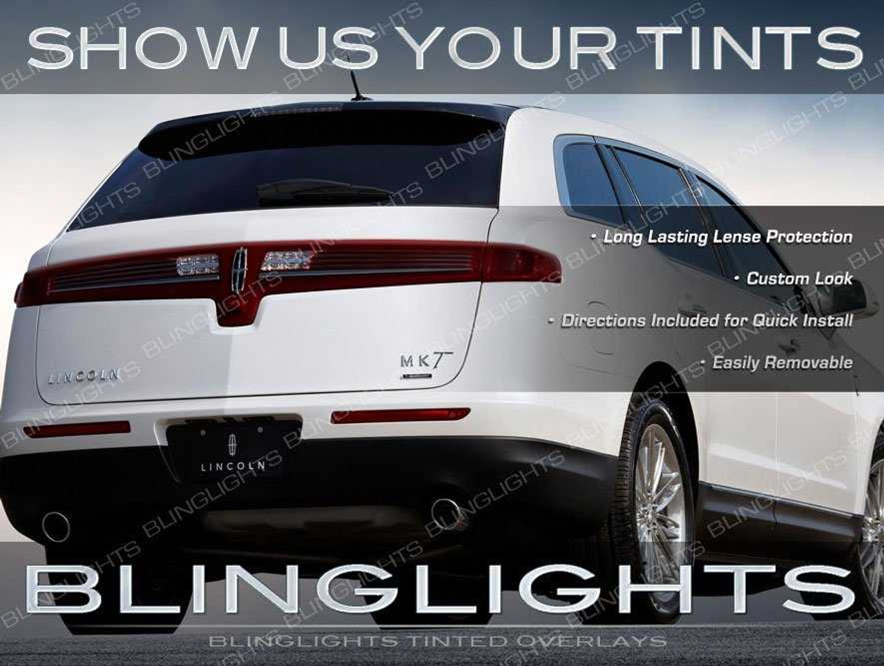 Lincoln MKT Tinted Tail Lamp Light Overlays Kit Smoked Film Protection