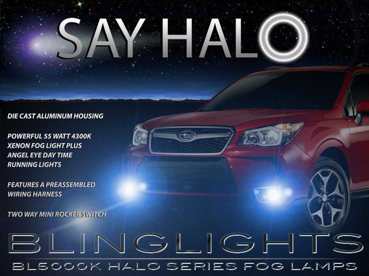 White LED Angel Eye Halo Fog Lamps Lights for 2014 2015 2016 Subaru Forester