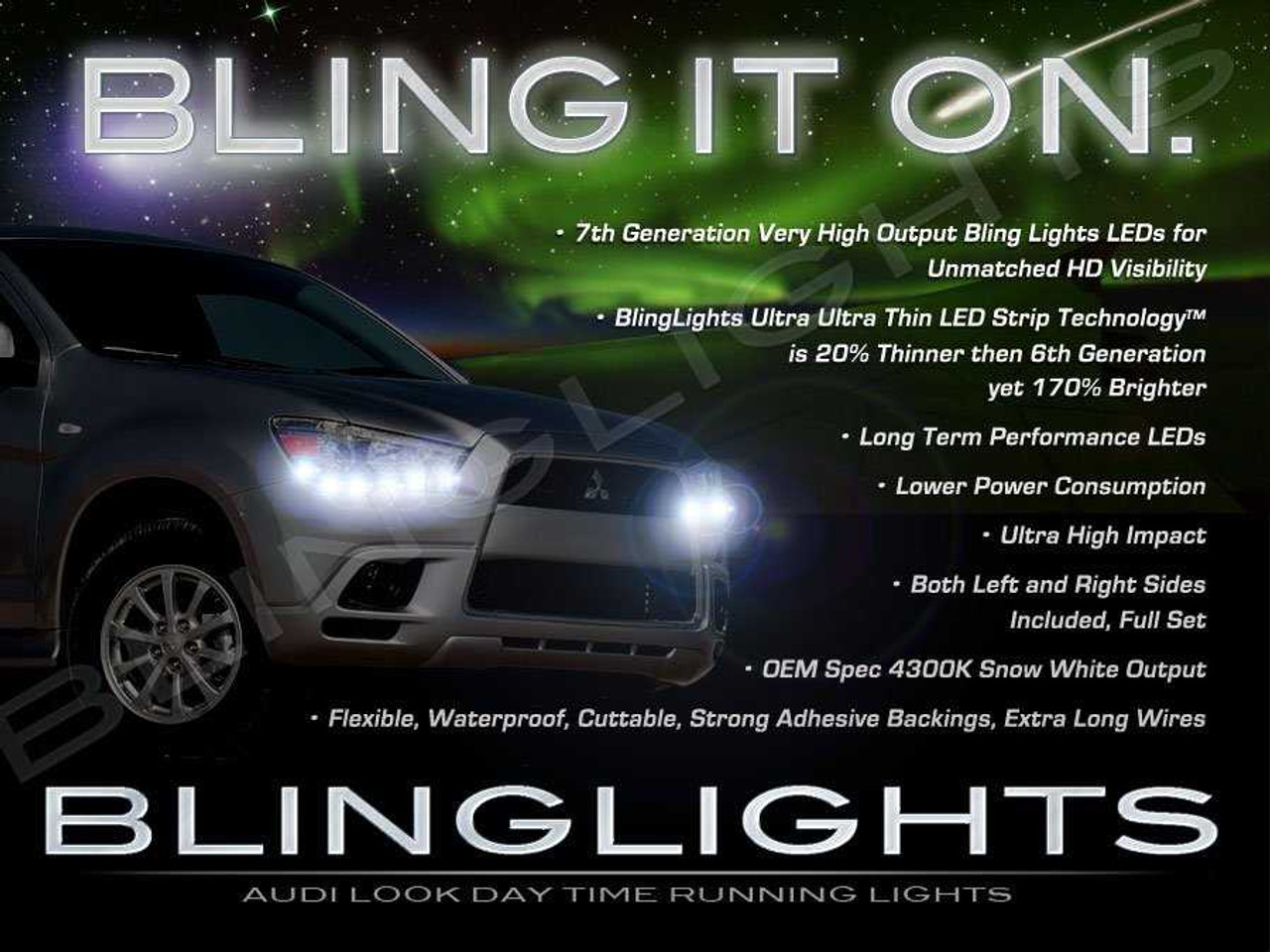 Mitsubishi ASX LED DRL Light Strips for Headlamps Headlights Head Lights Day Time Running Lamps