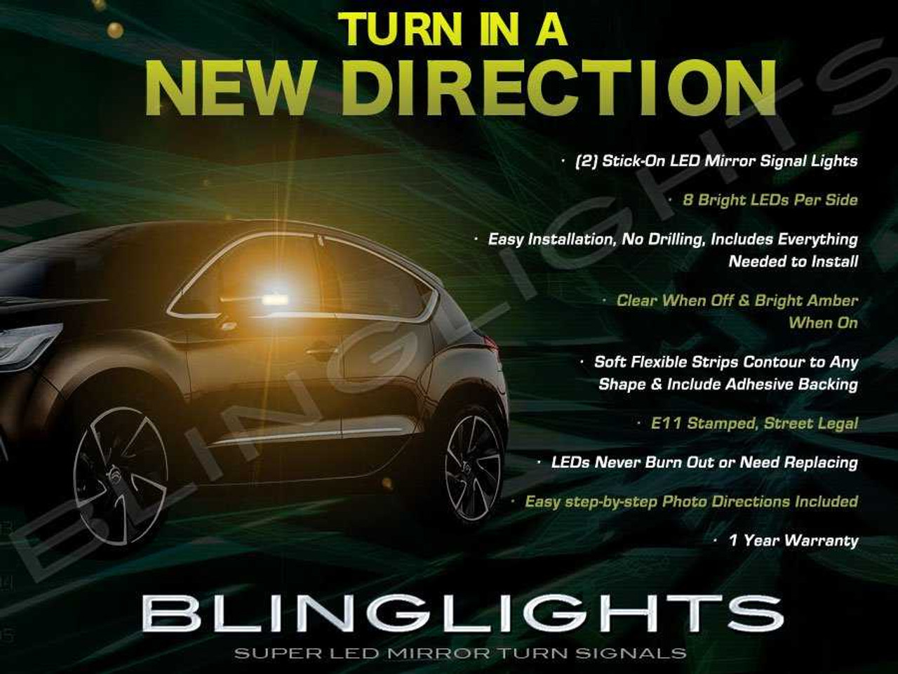 Citroen Citroën DS4 LED Side Mirrors Turnsignals Lights Mirror Turn Signals Lamps Signalers Accents