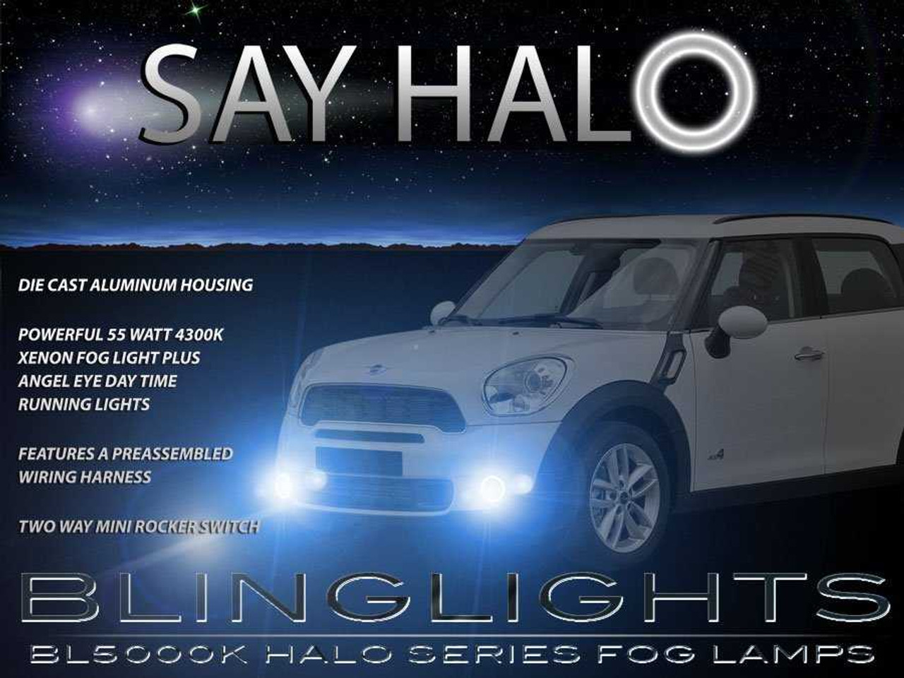 Halo LED Fog Lights for 2011 2012 2013 2014 2015 2016 Mini Countryman