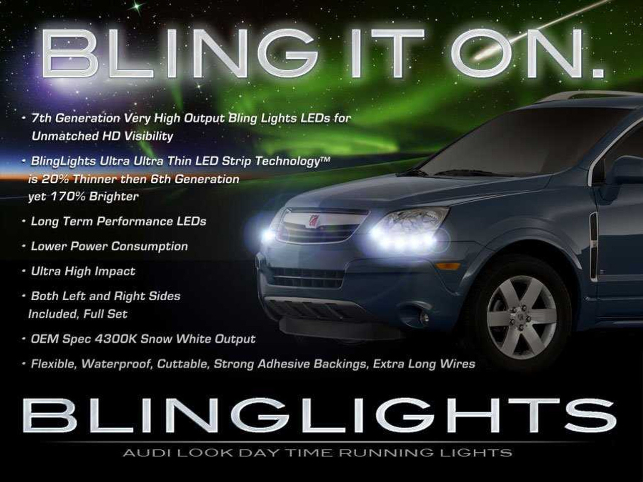 Chevrolet Chevy Captiva Sport LED DRL Light Strips Headlamps Headlights Head Lamps DRLs Strip Lights