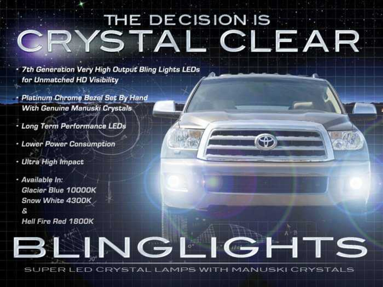 2008-2017 Toyota Sequoia LED Foglamps Drivinglights Pair