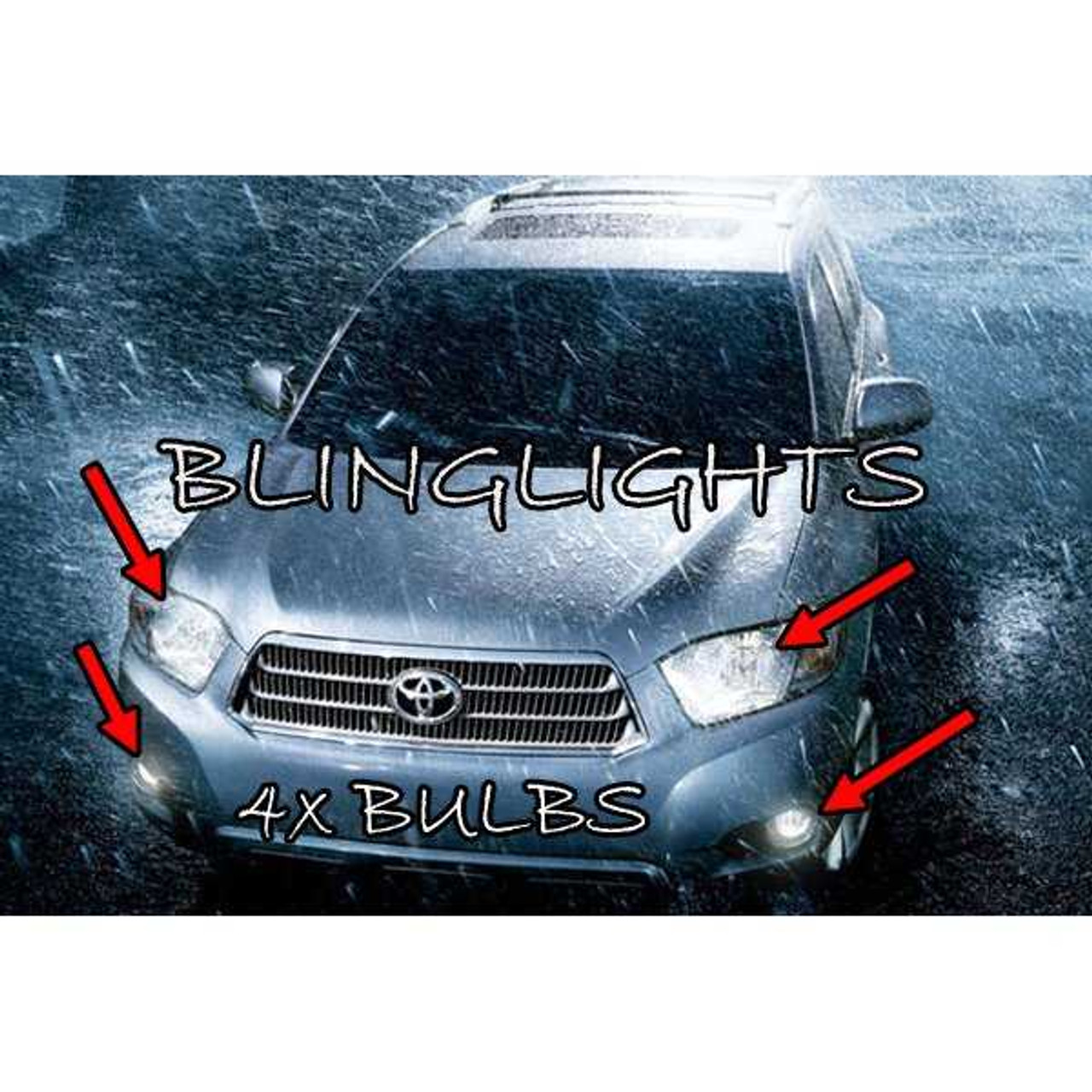 Toyota Kluger 4x Bright White Upgrade Light Bulbs for OEM Headlamps and Foglamps Head Fog Lamps