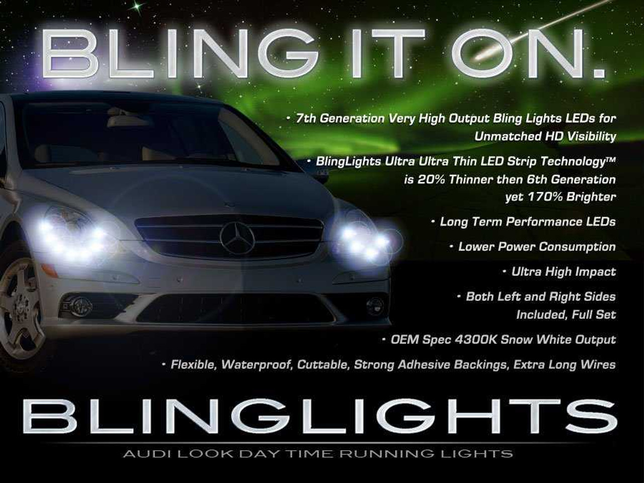 Mercedes R-Class W251 LED DRL Head Lamps Strips Lights Kit