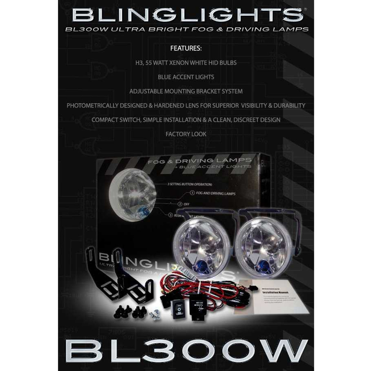 2003 2004 Land Rover Discovery 2 Fog Lamp Driving Light Kit Series II Foglamps LR2 Drivinglights