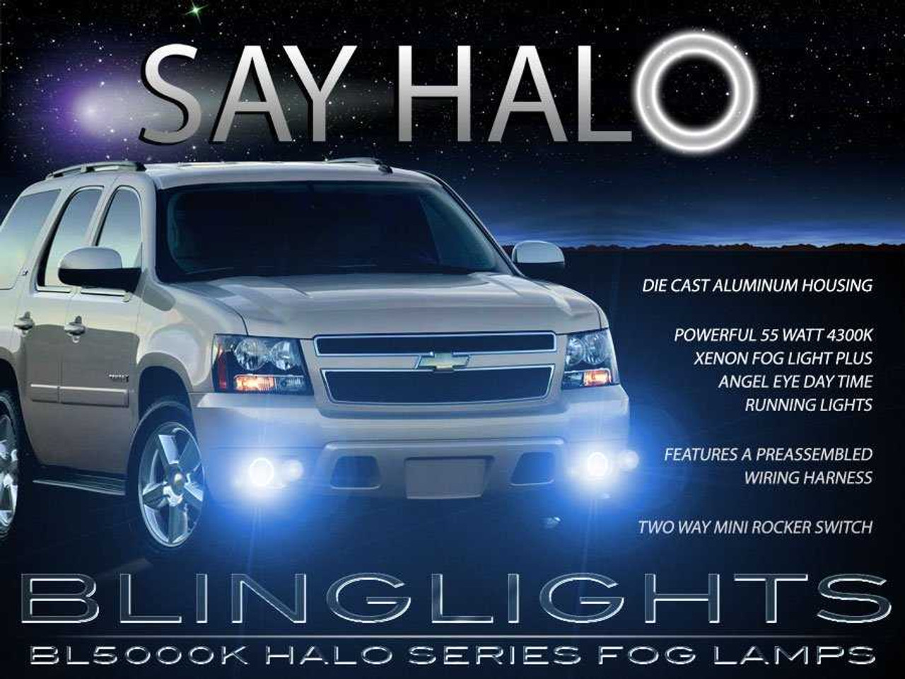 LED Halo Angel Eye Fog Lamps Lights Kit for 2007-2014 Chevrolet Suburban