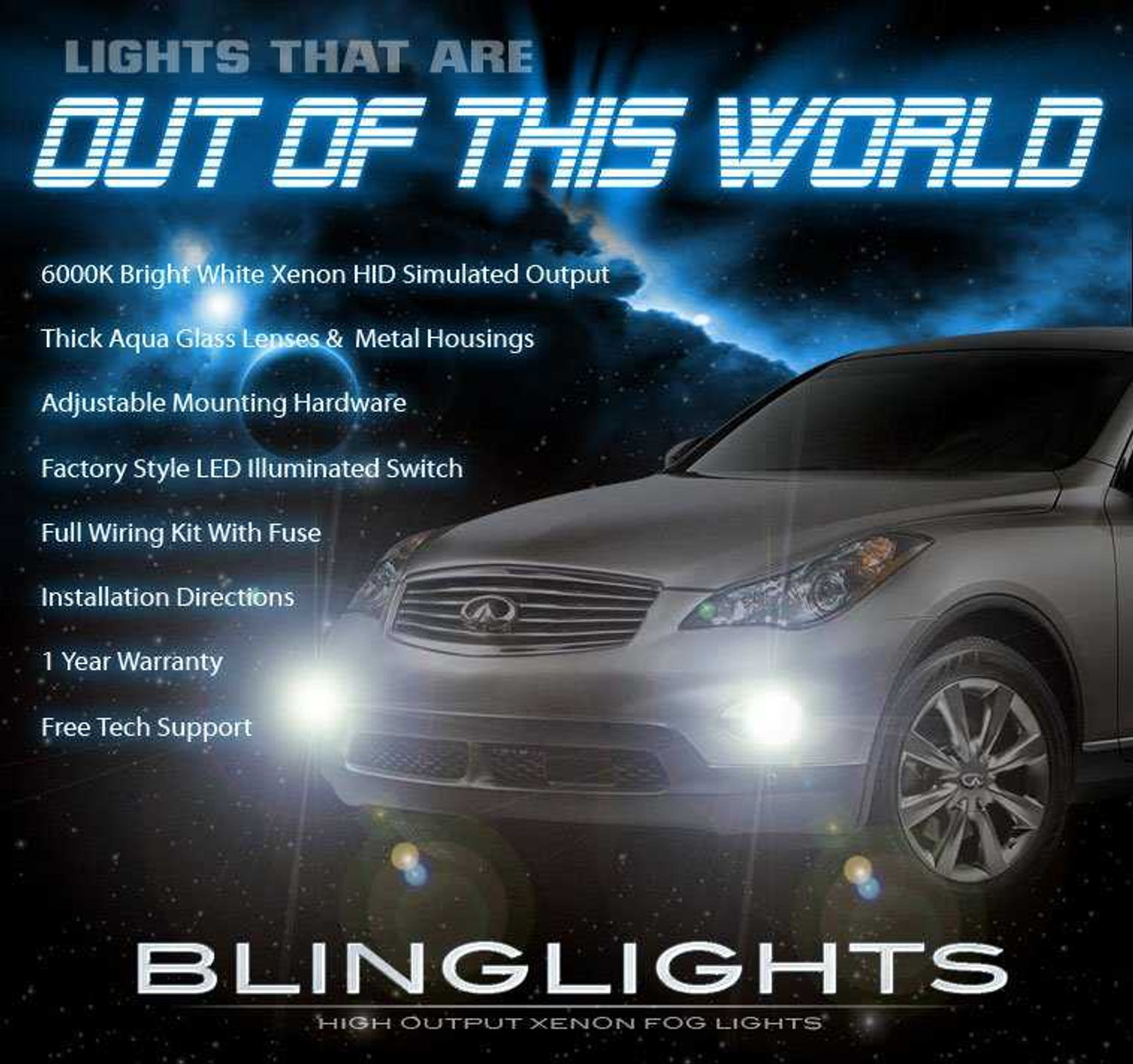 LED Halo Angel Eye Fog Lights Lamps for 2008 2009 2010 2011 Infiniti EX35