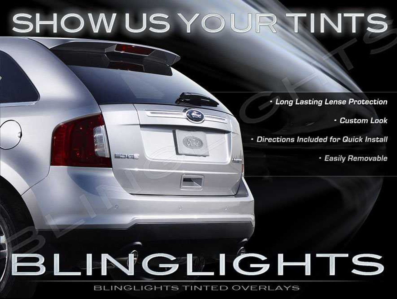 Ford Edge Tinted Tail Lamps Overlays Kit Smoked Light Covers