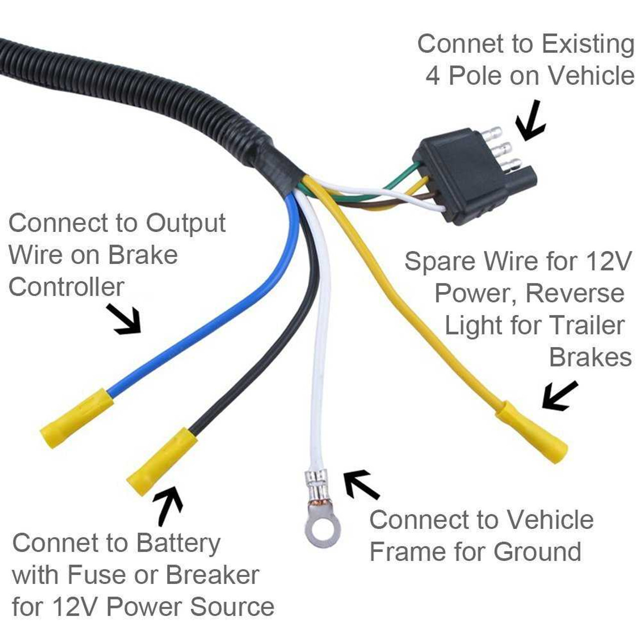 WhiteNight 0004149 Trailer Wiring Plug 4 Way Flat To 6 or 7 Way Round Adapter
