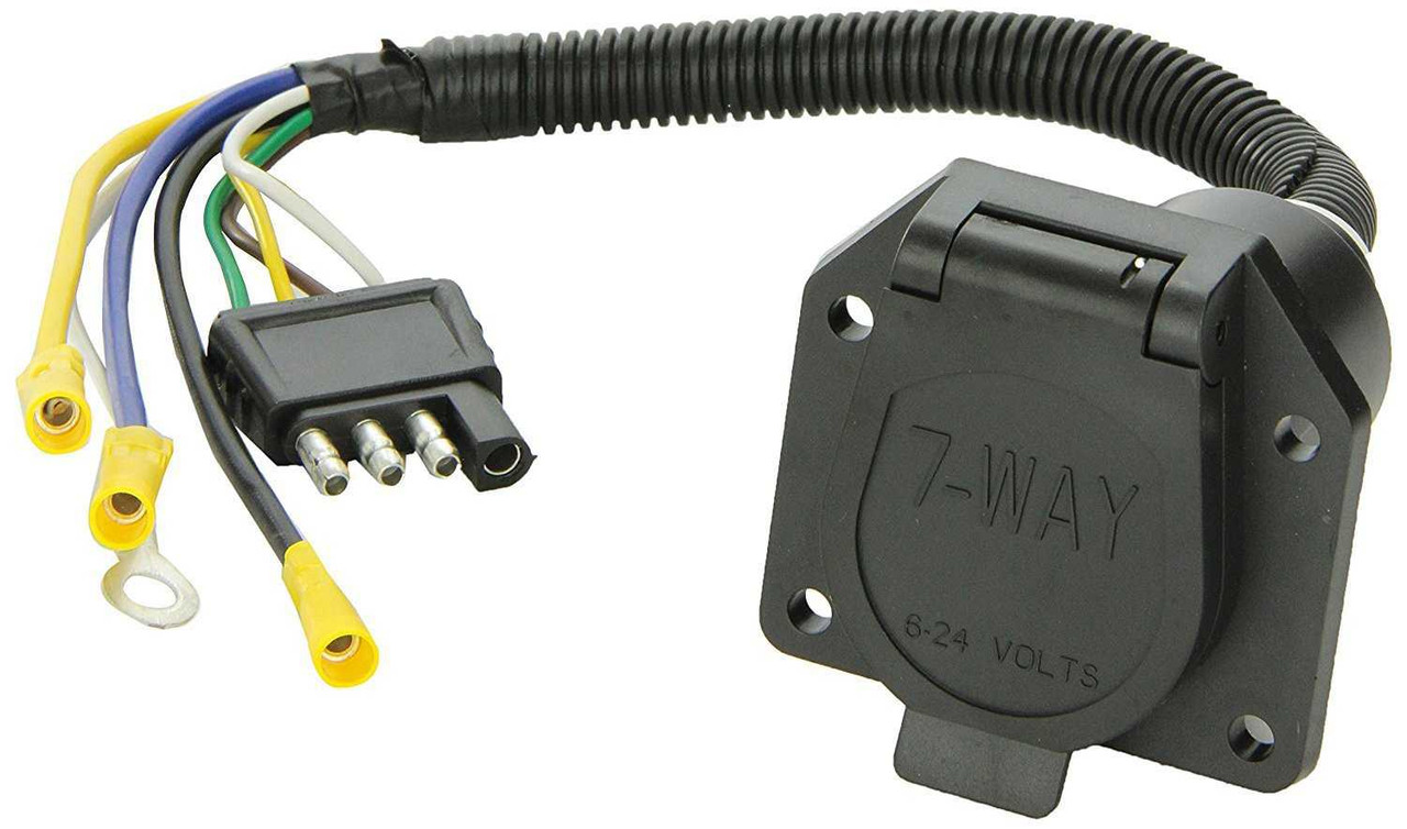 WhiteNight 0004149 Trailer Wiring Plug 4 Way Flat To 6 or 7 Way Round Adapter