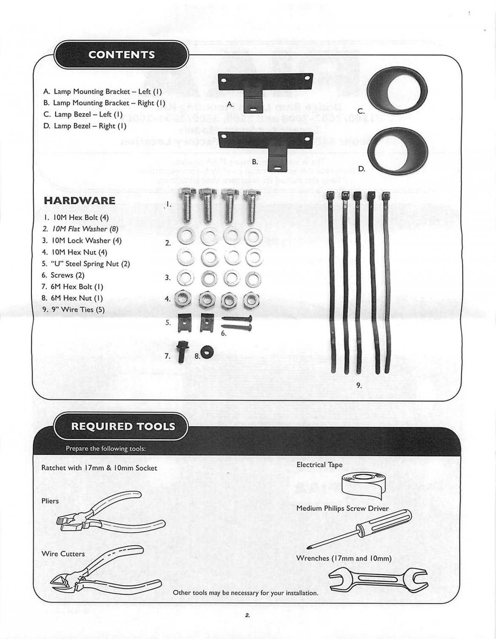 2002-2008 Dodge Ram 1500 2500 3500 PIAA Lamp Mounting Bracket Kit 30320