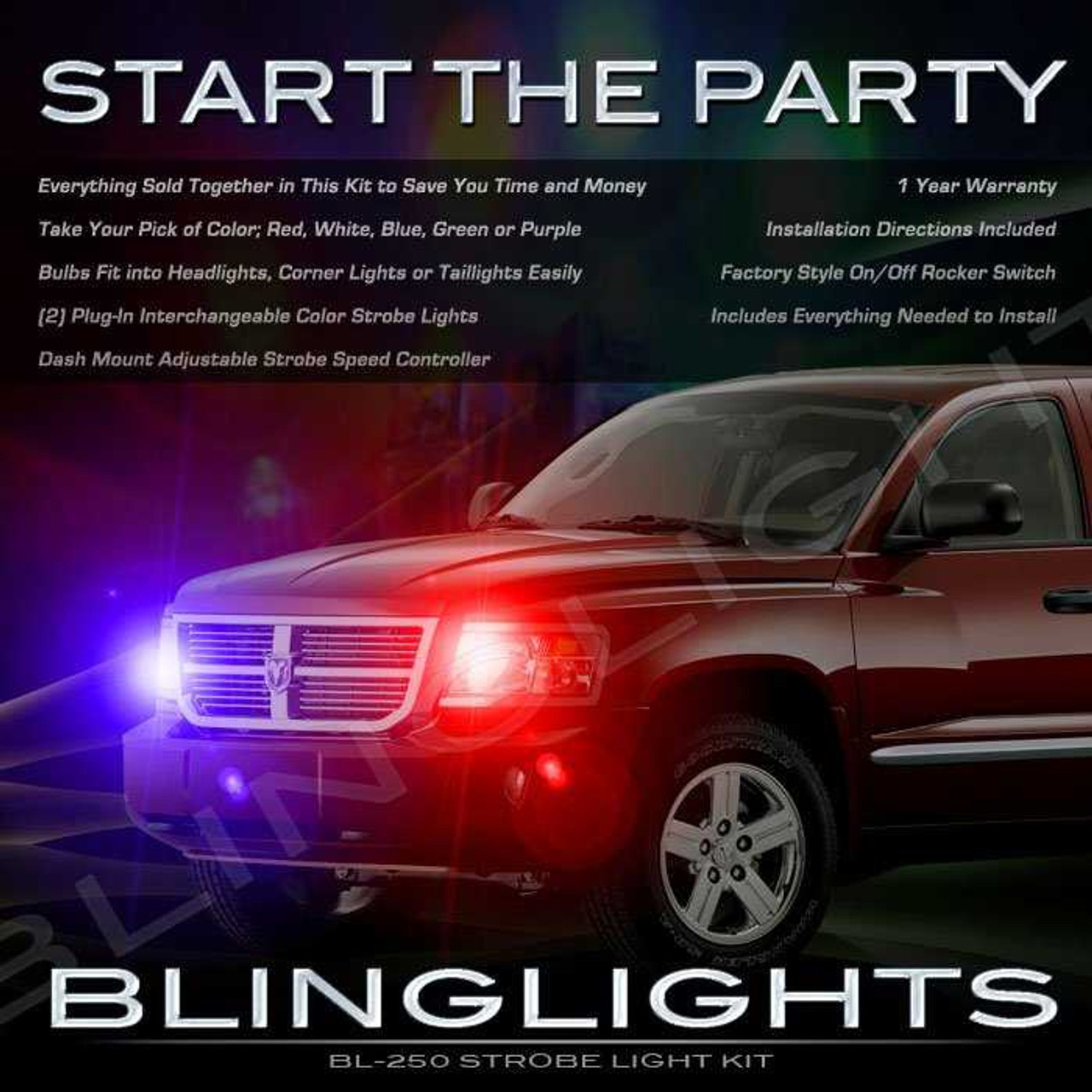Mitsubishi Raider Strobe Light Kit for Headlamps Headlights Head Lamps Lights Police Strobes
