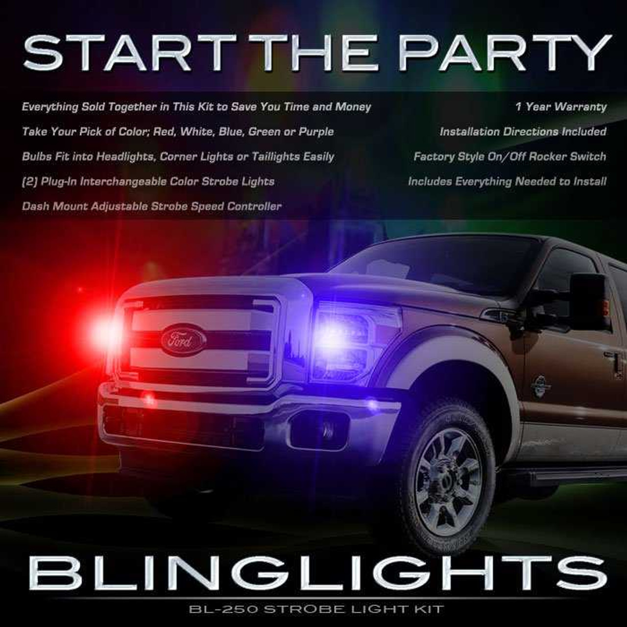 Ford F-550 Super Duty Strobes Headlamps Headlights Head Lamps Lights F550 SuperDuty Strobe Light Kit