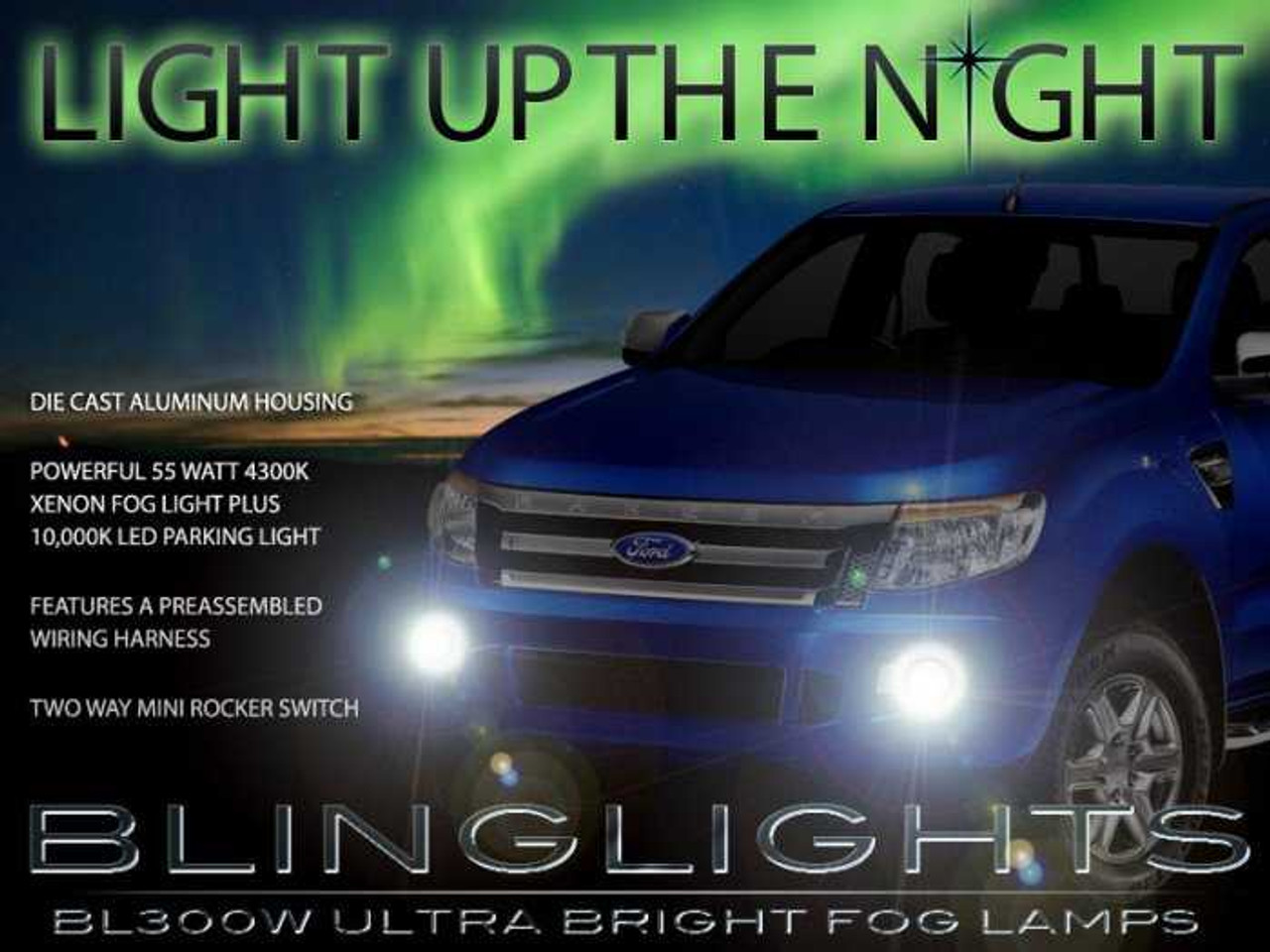 BlingLights Brand Fog Lights for 2011 2012 2013 2014 2015 Ford Ranger (T6)