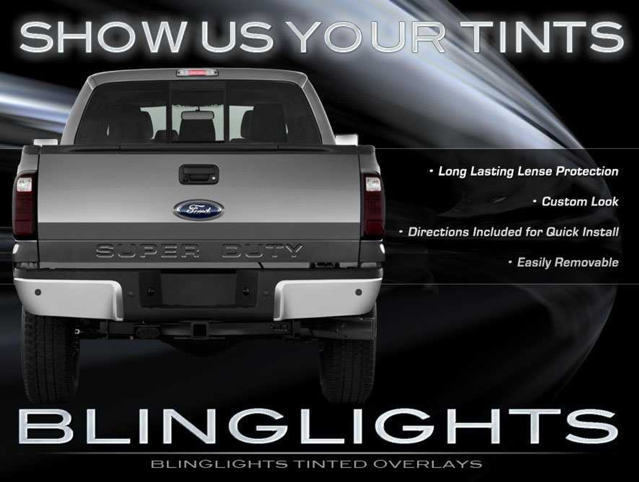 Ford F550 Super Duty Tinted Tail Lamp Light Overlay Kit F-550 Smoked Film Protection