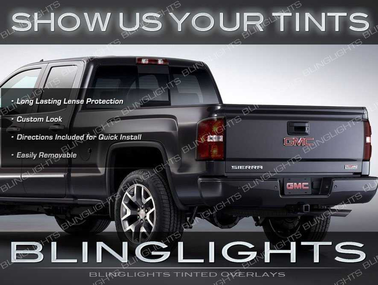 Tinted Tail Lamps Lights Overlay Kit Film Protection for GMC Sierra (all years)