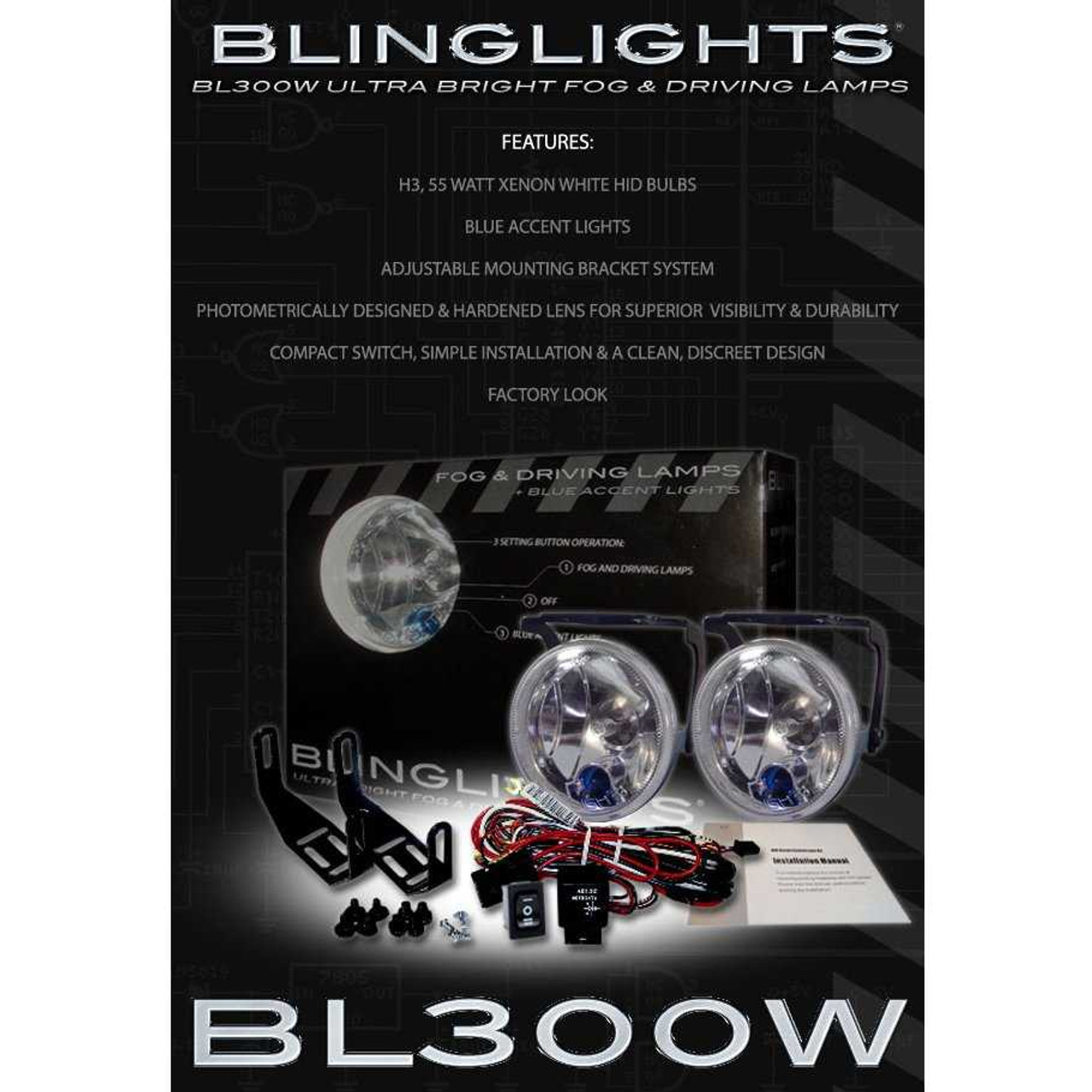 2008 2009 2010 Ford F350 F-350 Super Duty Xenon Fog Lamps Driving Lights Foglamps Foglights Kit