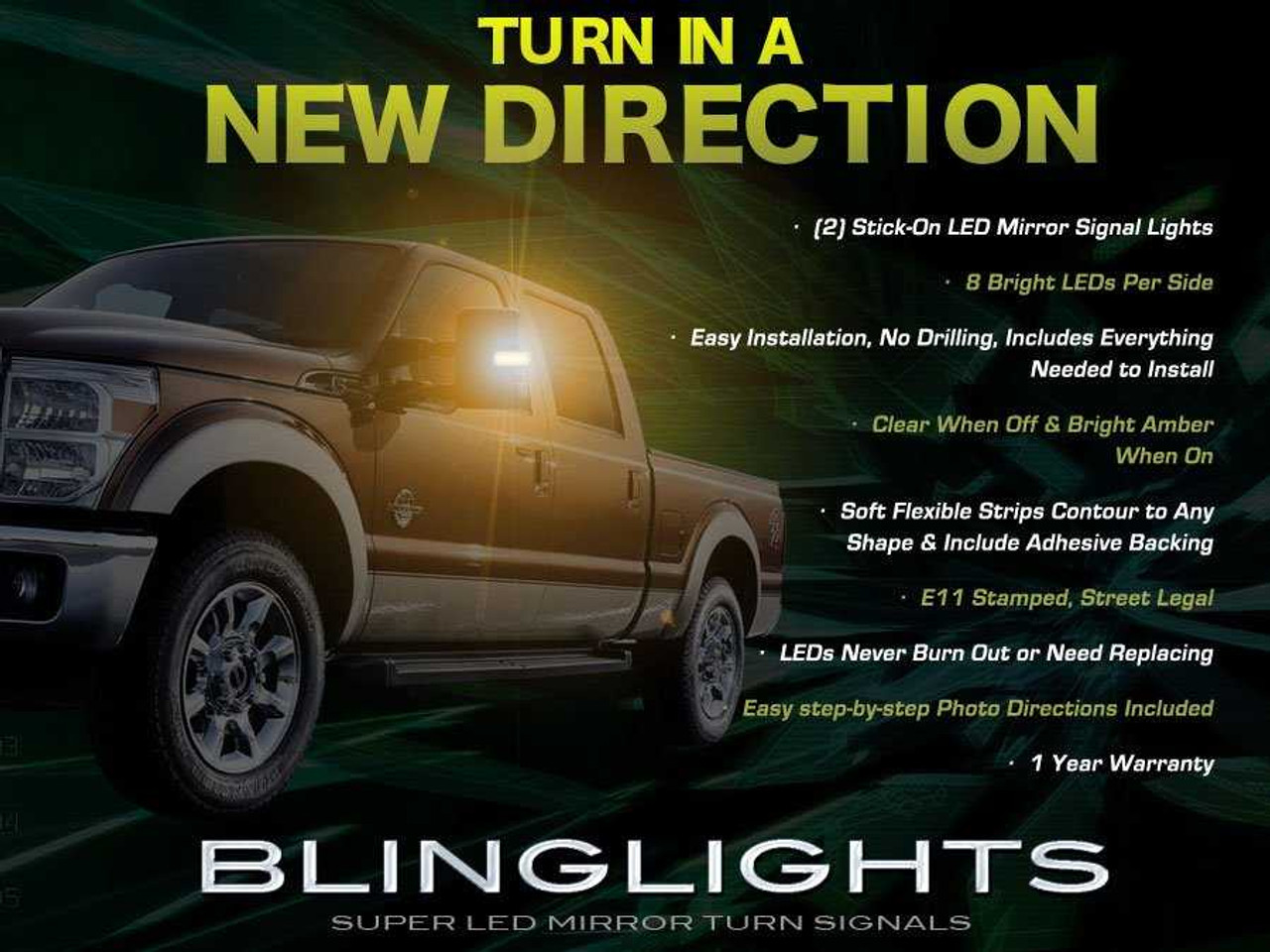 Ford F-250 Super Duty LED Mirror Turnsignals Lights Side Mirrors Turn Signals Lamps F250 Signalers