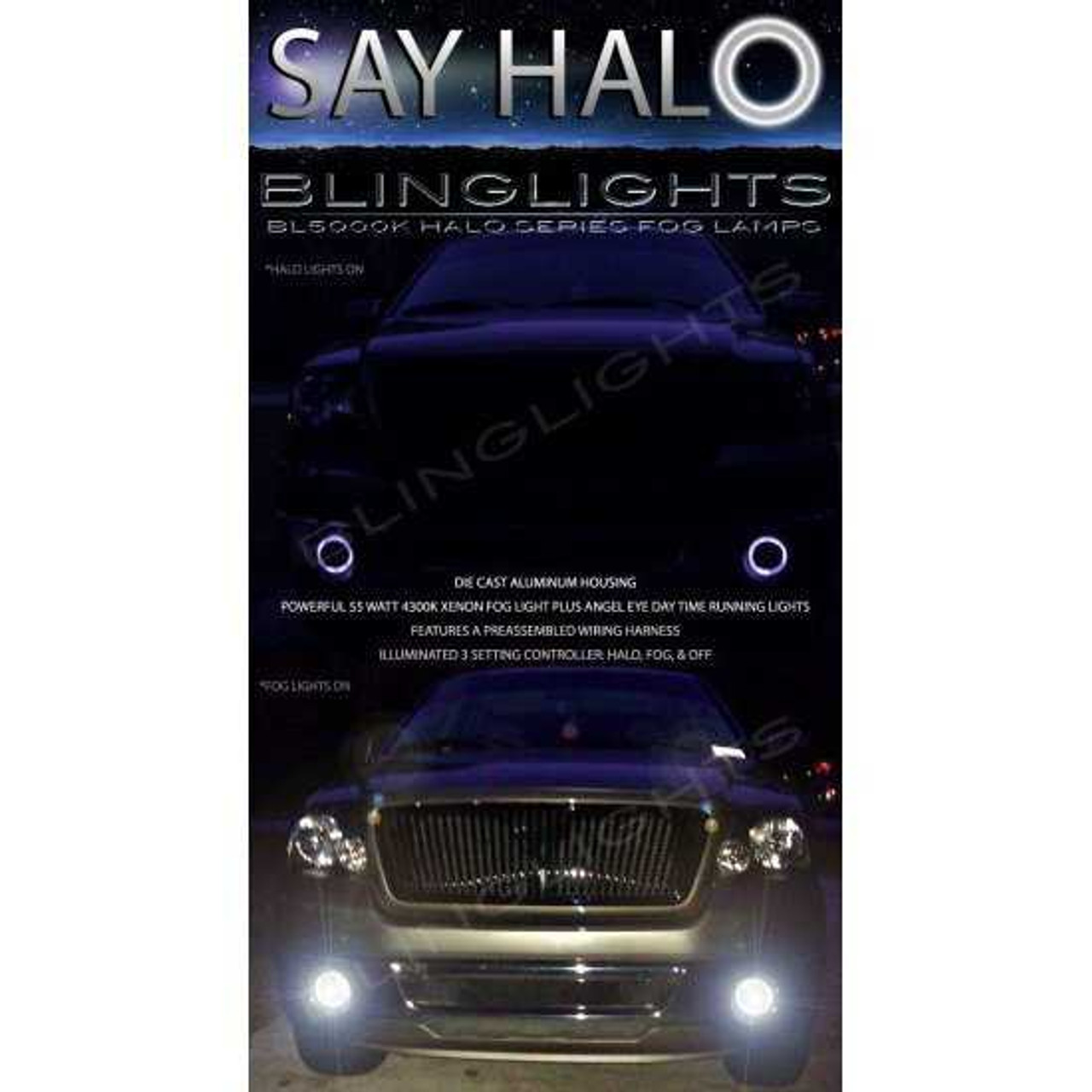 BlingLights Brand Fog Lamps for 1999-2004 Ford F-150 SVT Lightning Harley Davidson