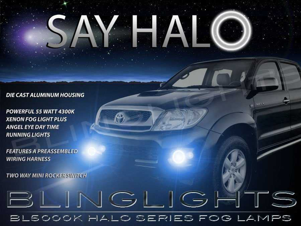 Halo Angel Eye Fog Lamps Lights for 2012 2013 2014 Toyota Hilux