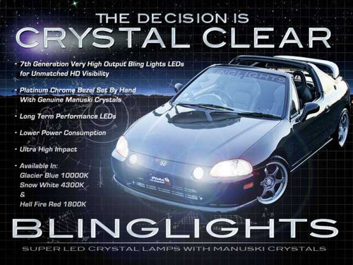 BlingLights Brand Blue LED Fog Lights Lamps for 1992-1998 Honda del Sol