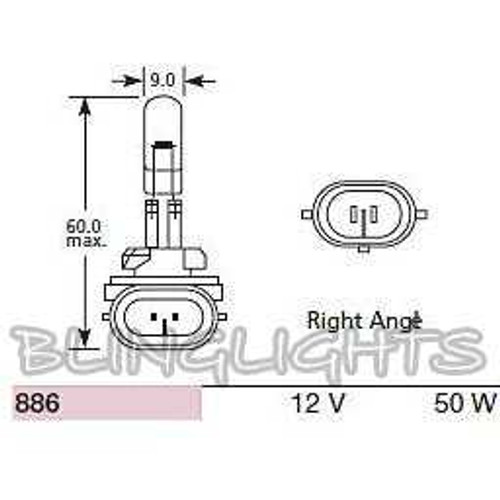 886 Bright Hyper White Light Bulbs Set 50w = 100w