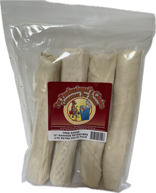 Free Range 10" Rawhide Retrievers - 4 pack