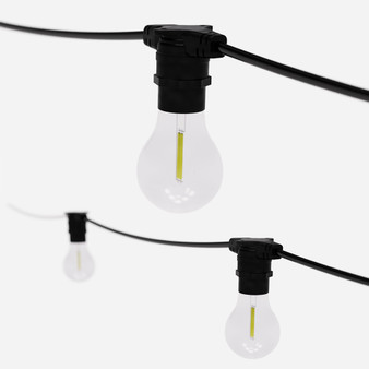 Core Series Connectable Festoon String 7.5m, 10 Fixtures, 750mm Spacing, Black, IP44