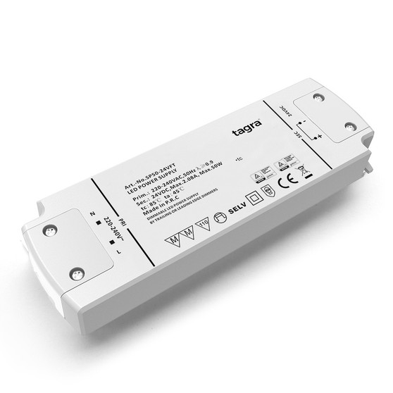 Tagra® Professional 24V TRIAC Dimmable Constant Voltage LED Driver 50W