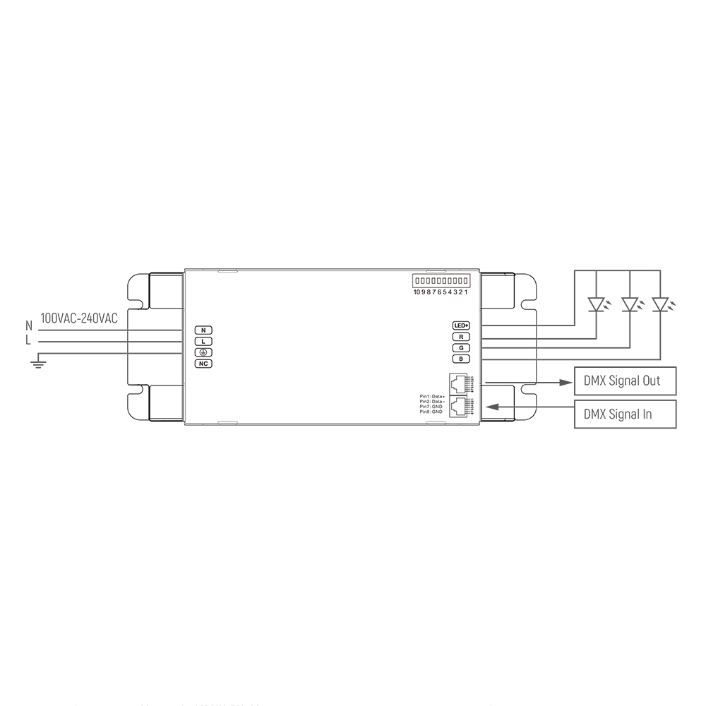 Constant Voltage Driver with Built In DMX decoder, 150W, 24V - Tagra ...