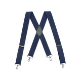 NAVY Logger Suspenders - 2 Inch Wide - Belt Loop Snaps - X Style