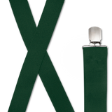 HUNTER GREEN 2 inch X-Back Suspenders, Cross Sewn - Two Pin Clips