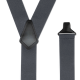 Dark Grey 2 inch Y-Back Suspenders - Plastic Clips - Airport Friendly