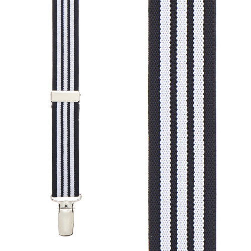 Black & White Striped Suspenders for Kids - 36 Inch Only