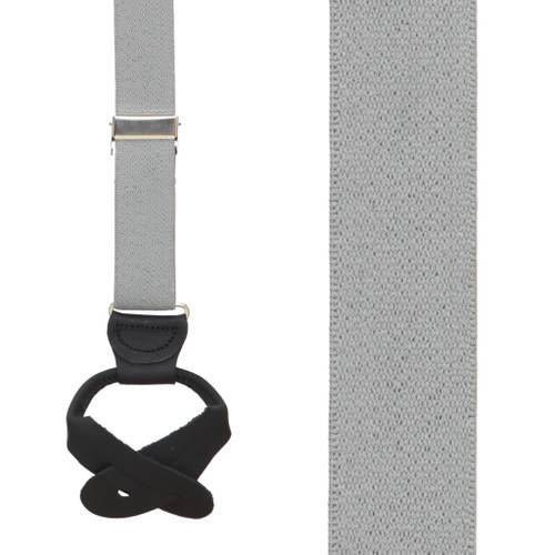 1 Inch Wide Button Suspenders - LIGHT GREY