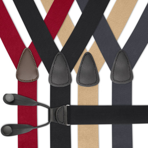 1.5 Inch Wide Button Suspenders - BRASS - Solid Colors
