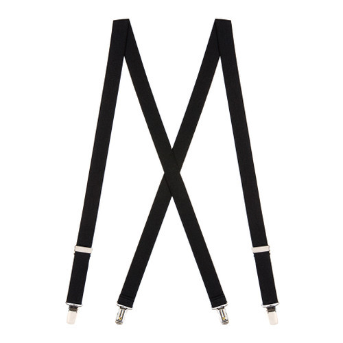 1 Inch Wide Clip Suspenders (X-Back) - BLACK