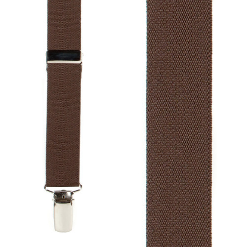 1 Inch Wide Clip Suspenders (X-Back) - BROWN