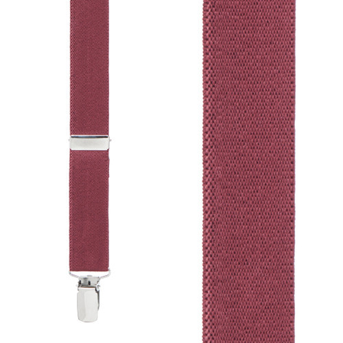 1 Inch Wide Clip Suspenders (X-Back) - BURGUNDY