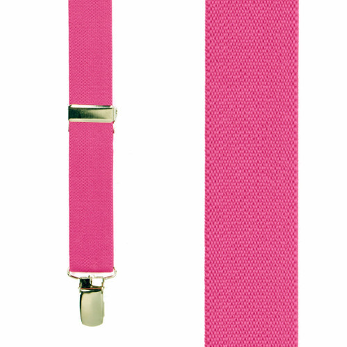 1 Inch Wide Clip Suspenders (X-Back) - DARK PINK