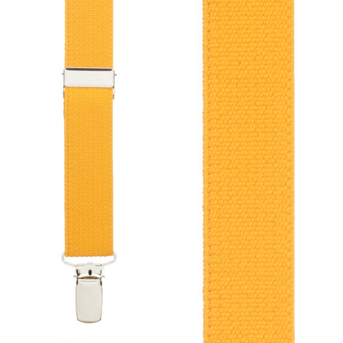 1 Inch Wide Clip Suspenders (X-Back) - GOLDEN YELLOW