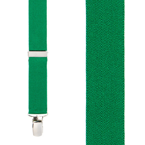 1 Inch Wide Clip Suspenders (X-Back) - KELLY GREEN